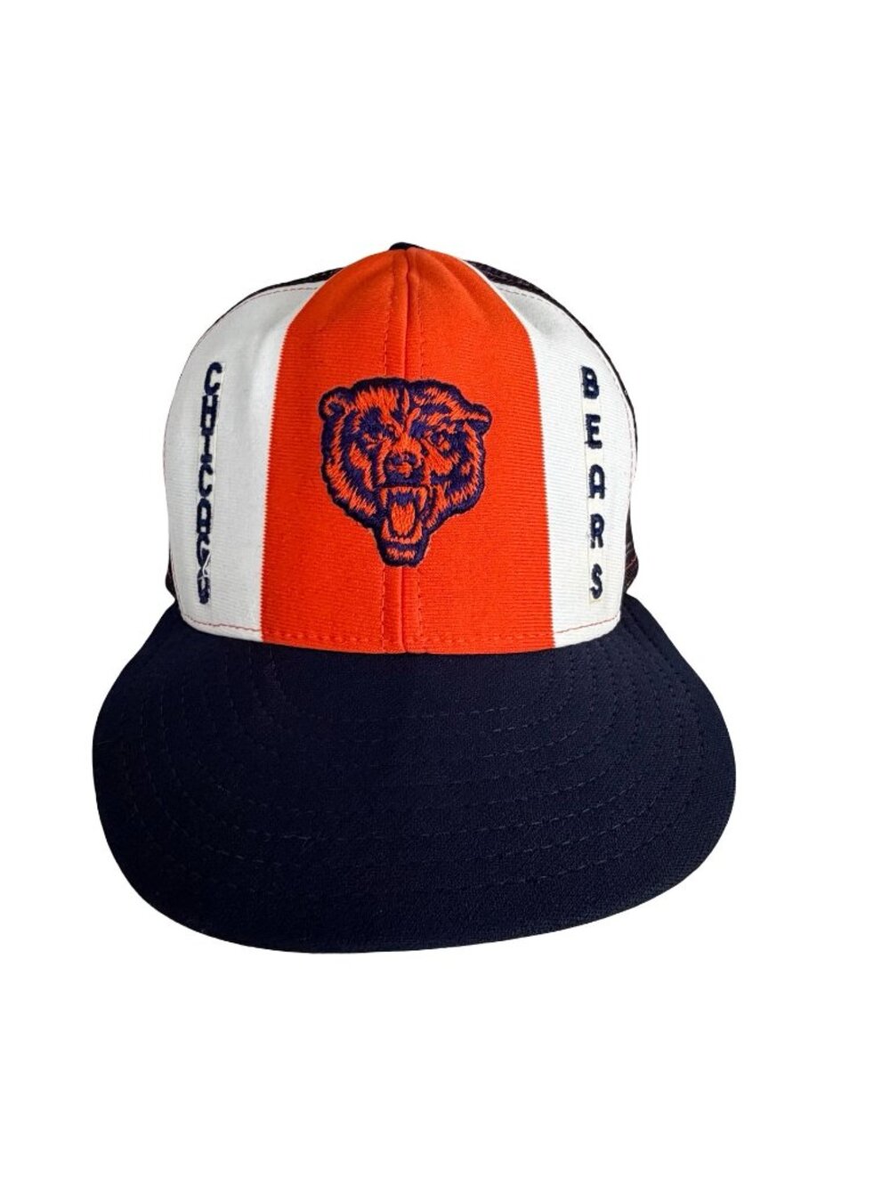 Vintage 1980s Chicago Bears AJD Lucky Stripes Trucker Hat Snapback Made USA